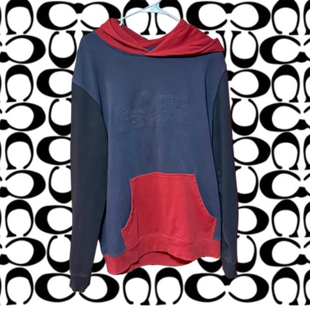 Vintage Coach Hoodie – Navy & Red (Unisex XL, Made in Peru)
